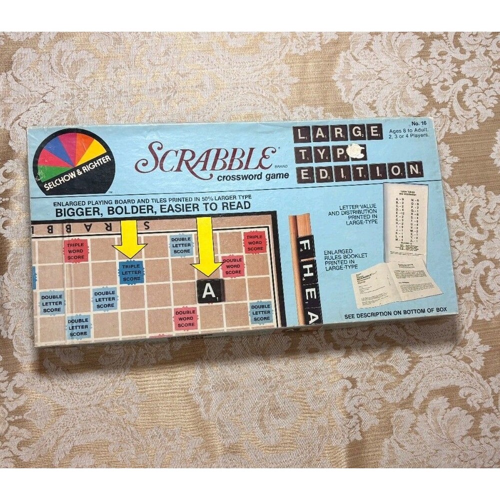 Vintage Selchow and Righter 1982 Scrabble Game Large Type Edition
